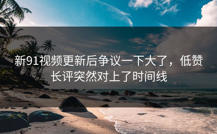 新91视频更新后争议一下大了，低赞长评突然对上了时间线