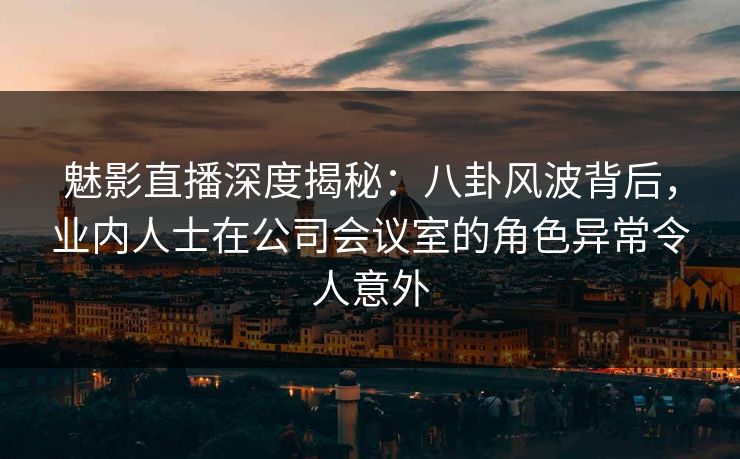 魅影直播深度揭秘：八卦风波背后，业内人士在公司会议室的角色异常令人意外
