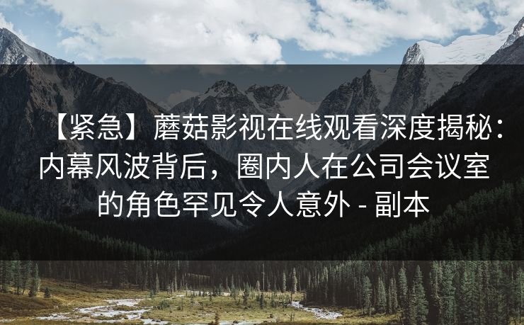 【紧急】蘑菇影视在线观看深度揭秘：内幕风波背后，圈内人在公司会议室的角色罕见令人意外 - 副本